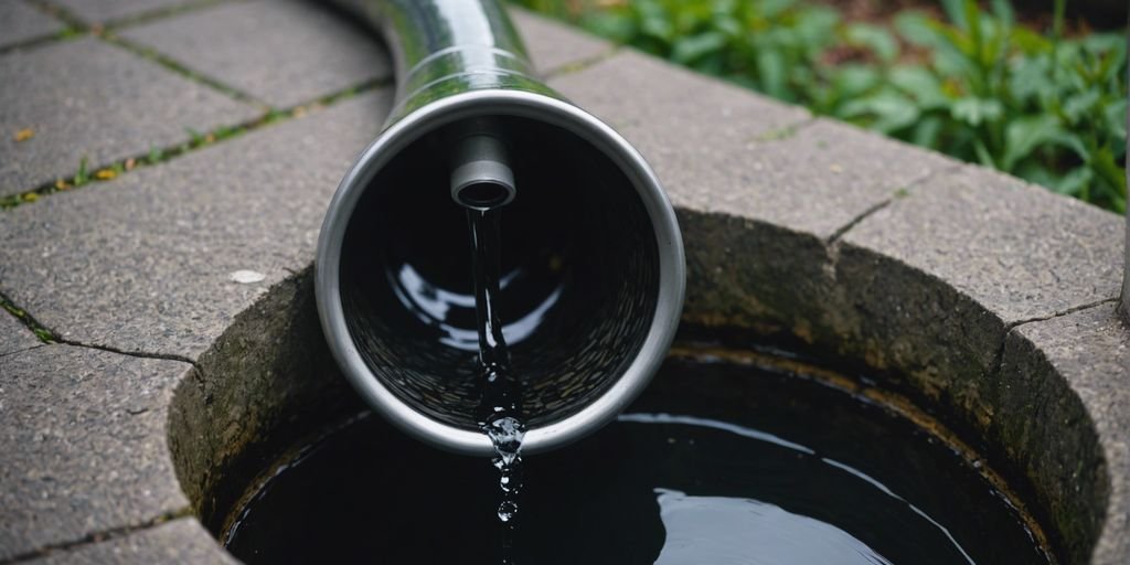 Clear drain pipe with smooth water flow, representing effective sewer and drain cleaning by ACME.